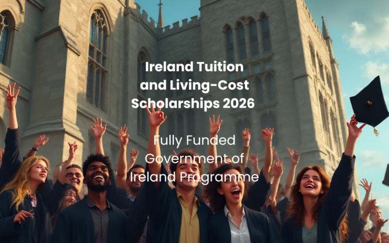 Ireland tuition and living-cost scholarships 2026 – fully funded postgraduate study in Ireland
